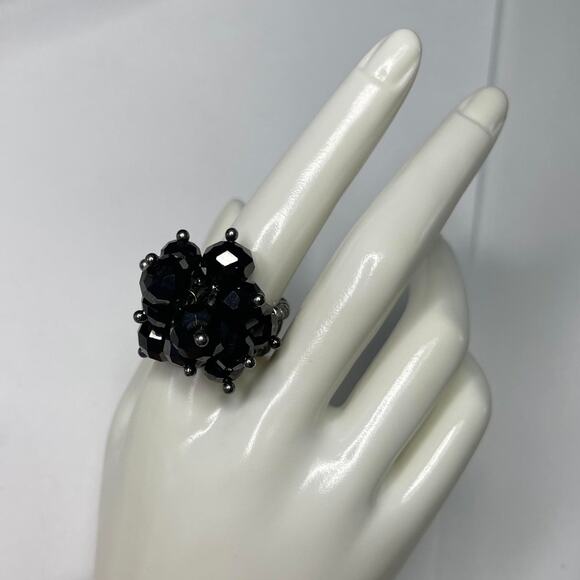 gunmetal gray and black fashion ring adjustable size costume jewelry - Picture 6 of 11